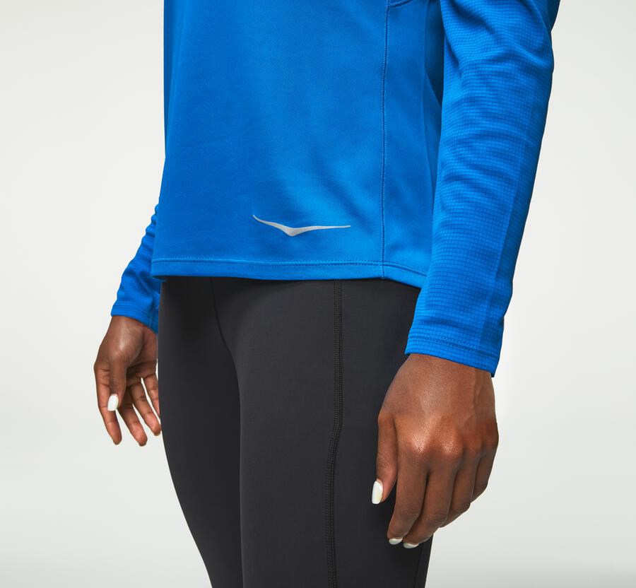 Hoka Australia One One Performance Long Sleeve - Womens Tops Blue - QLARI-1472